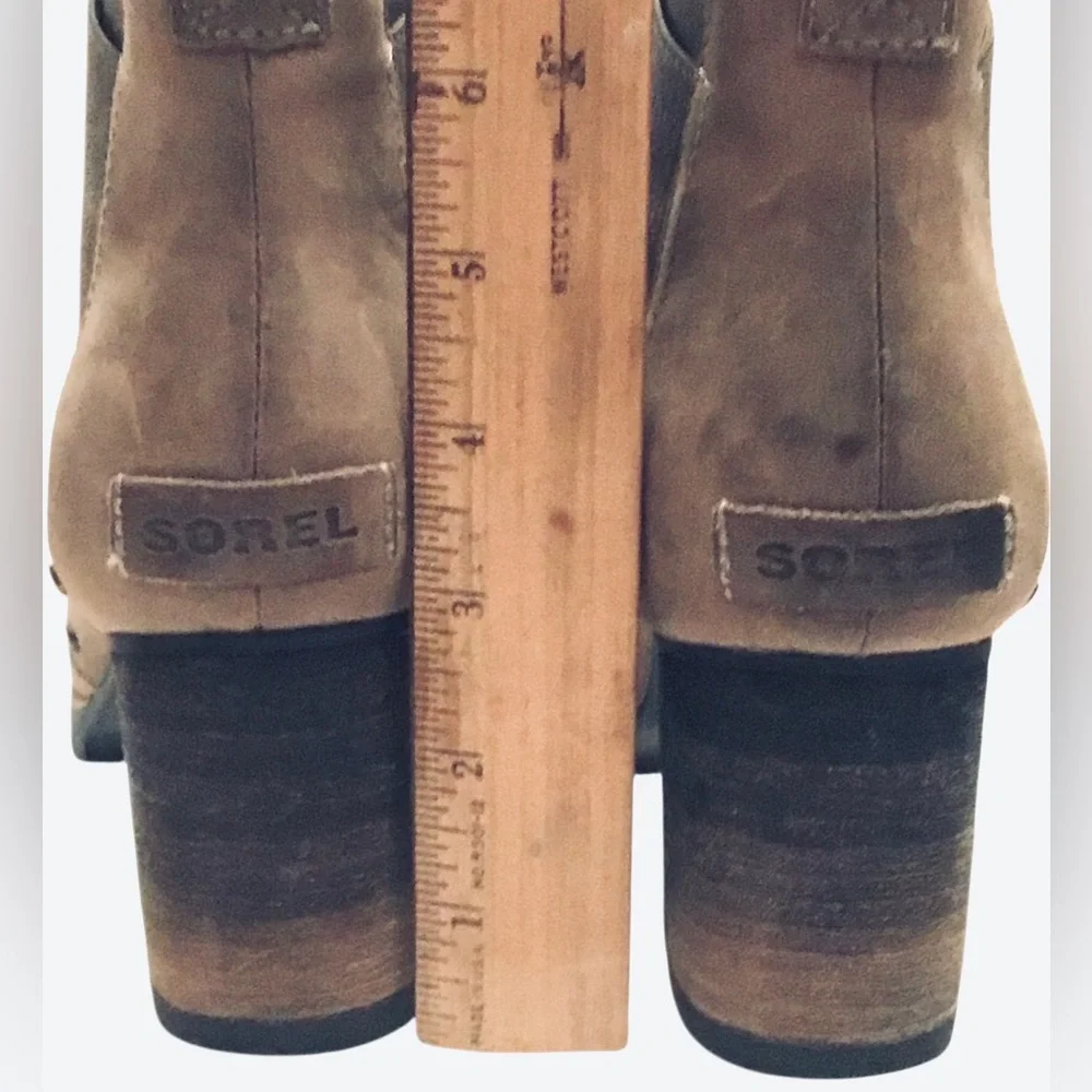 SOREL ADDINGTON Waterproof Ankle Boot Taupe Leather Chelsea Pull on Size 8.5